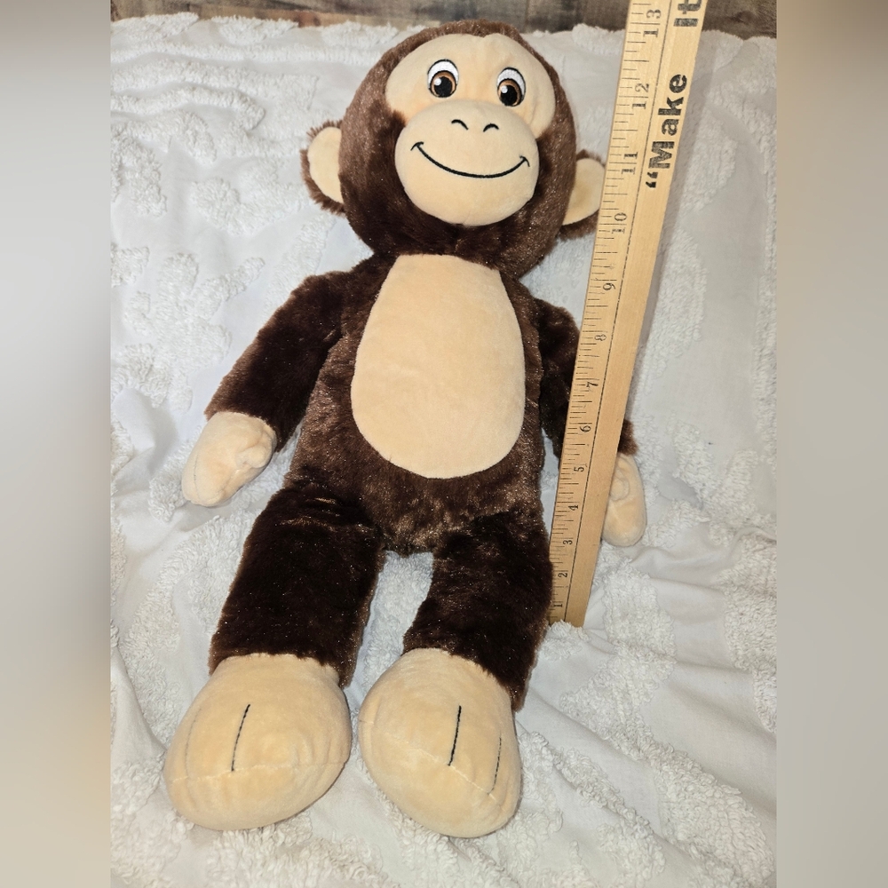 Build A Bear Smiling Monkey Chimpanzee Chimp Brown and Tan Plush Monkey Toy Soft